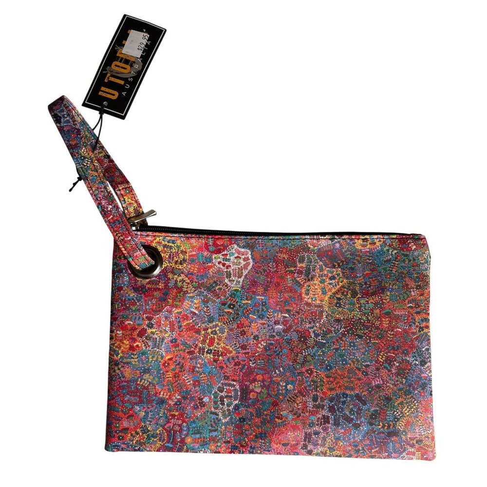 Utopia Colorful Wristlet Clutch With Zipper/Interior Pockets Made In Australia